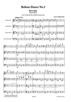 バルカン・ダンス NO. 3(ヒケティック)【クラリネット四重奏】《輸入木管アンサンブル》の画像