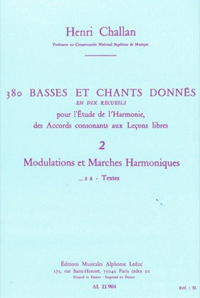 シャラン和声課題 21冊セット 380 Basses et Chant シャラン／380の和声課題集・バス課題とソプラノ課題・2A:問題《輸入