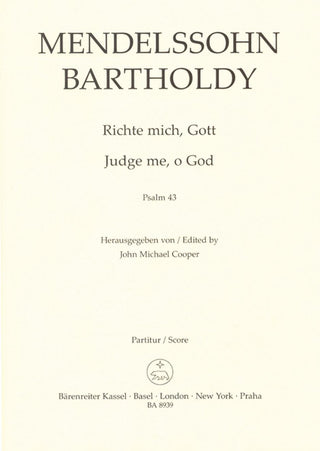 メンデルスゾーン／「神よ、我を裁き給え」作品78(原典版)(コーラススコア)《輸入声楽・合唱楽譜》の画像