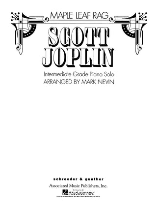 スコット・ジョプリン／メイプル・リーフ・ラグ(中級ピアノ）《輸入ピアノ楽譜》の画像