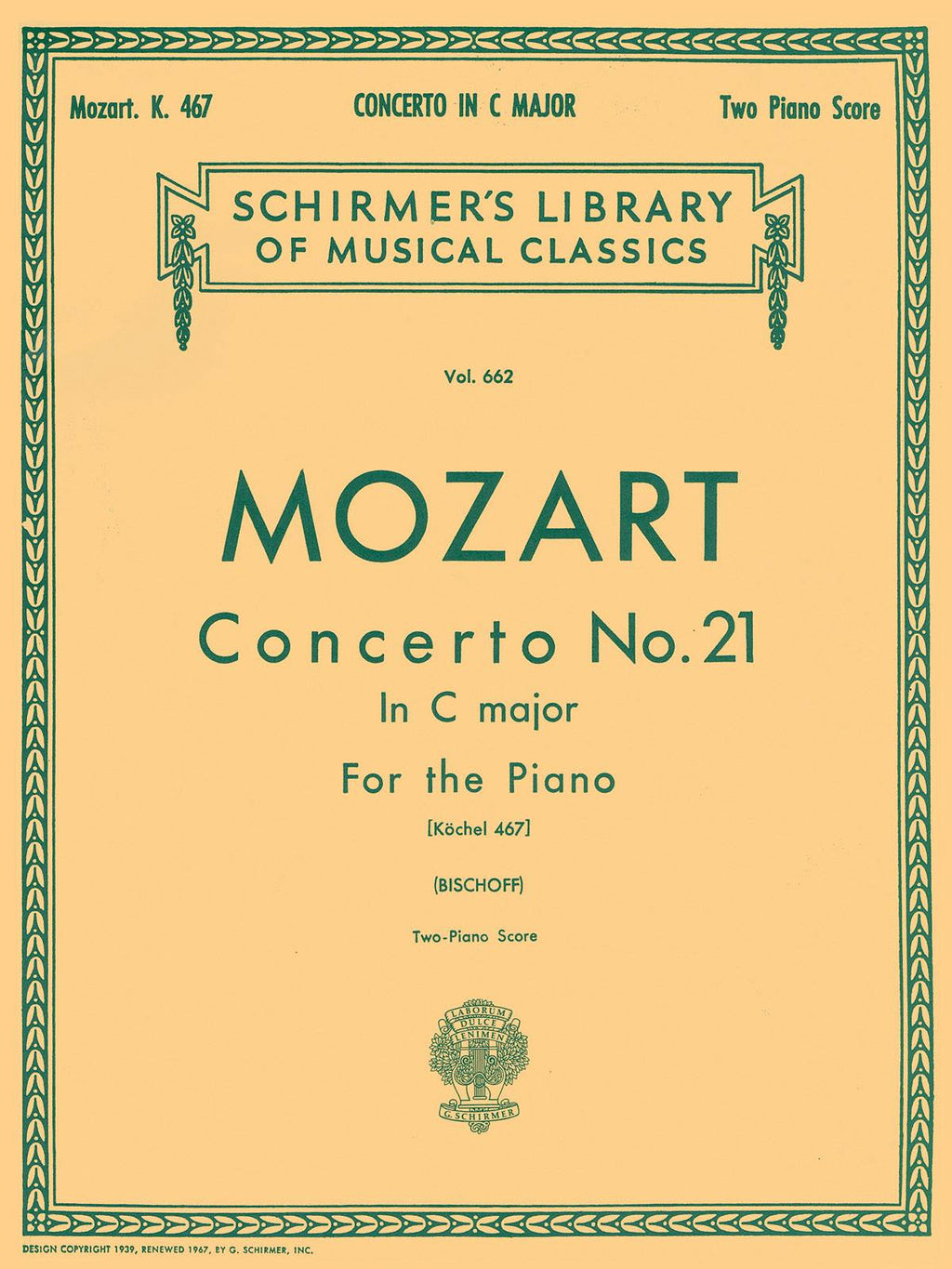 モーツァルト／ピアノ協奏曲 第21番 ハ長調 K.467《輸入ピアノ楽譜