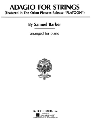 バーバー／弦楽のためのアダージョ《輸入ピアノ楽譜》の画像