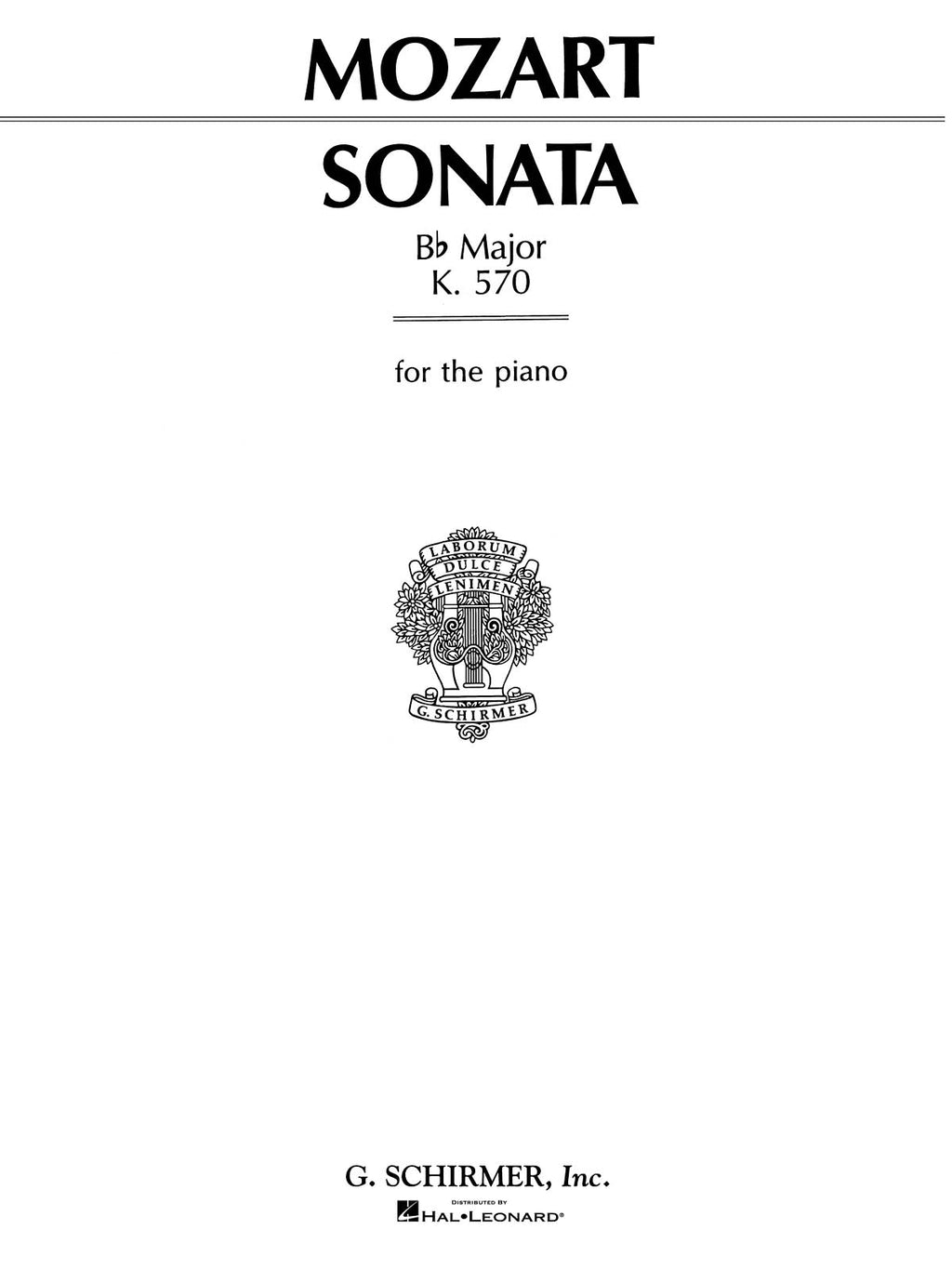 モーツァルト／ピアノ・ソナタ 変ロ長調 K.570《輸入ピアノ楽譜