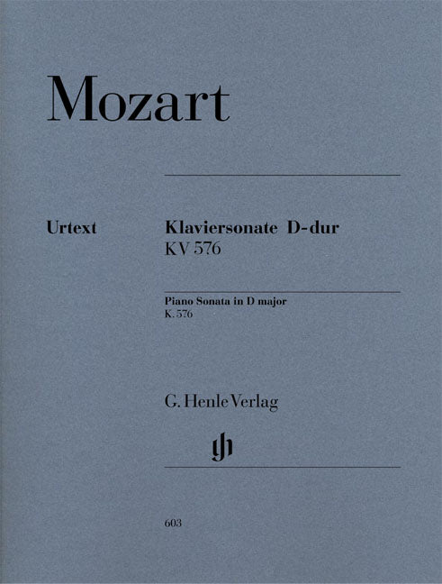 モーツァルト／ピアノ・ソナタ 第18(17)番 ニ長調 K.576 (原典版/ヘンレ社)《輸入ピアノ楽譜》の画像