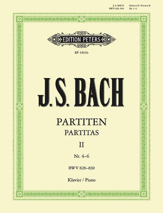 バッハ／パルティータ集 第2巻 第4番ー第6番  BWV 828ー830《輸入ピアノ楽譜》（ペータース出版）の画像