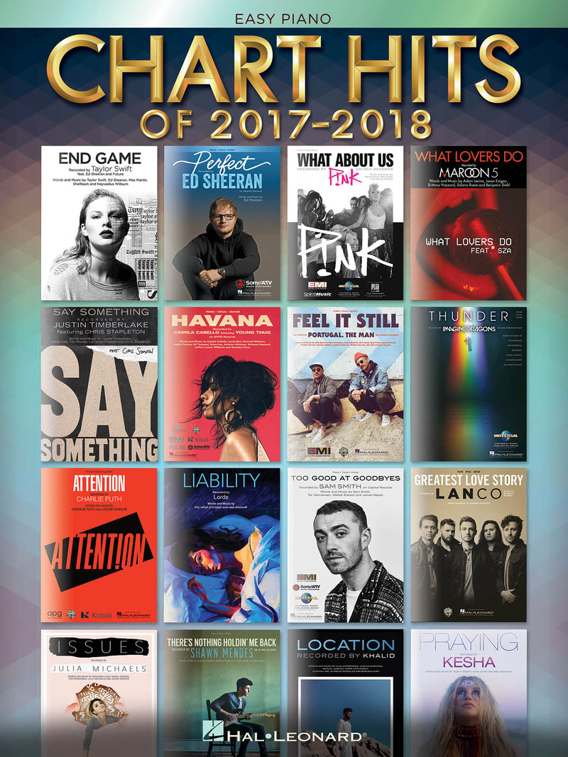 2017-2018ヒットチャート曲集（16曲収録）(初級ピアノ)《輸入ピアノ楽譜》の画像