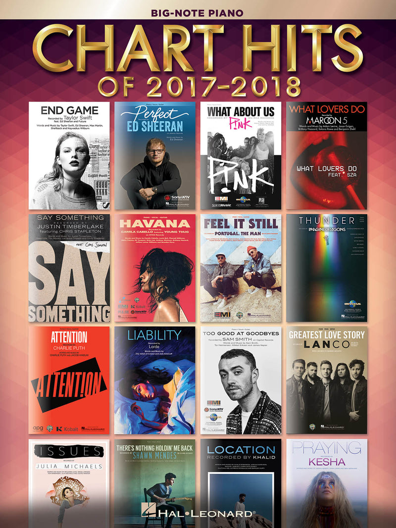 2017-2018ヒットチャート曲集（初級ピアノ)（16曲収録）《輸入ピアノ楽譜》の画像