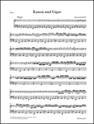 パッヘルベル／カノンとジーグニ長調 《通奏低音・パート譜》(原典版/ヘンレ社)《輸入弦楽四重奏楽譜》の画像