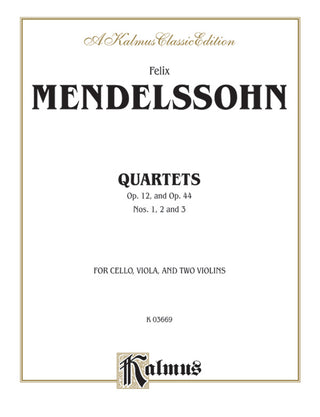 メンデルスゾーン／弦楽四重奏曲集 op.12、op.44 No.1・2・3《輸入弦楽四重奏楽譜》