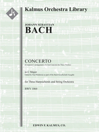 バッハ／3台のチェンバロのための協奏曲 ハ長調 BWV 1064（バッハ協会版）《輸入オーケストラ楽譜》