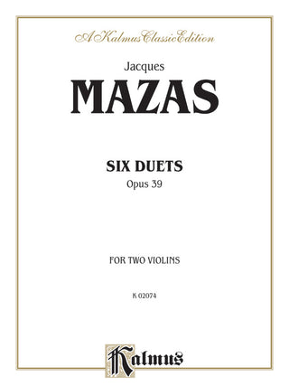 マザス／6つの二重奏曲 op.39《輸入ヴァイオリン楽譜》