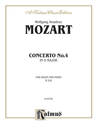 モーツァルト／ヴァイオリン協奏曲第4番 ニ長調 K.218《輸入ヴァイオリン楽譜》