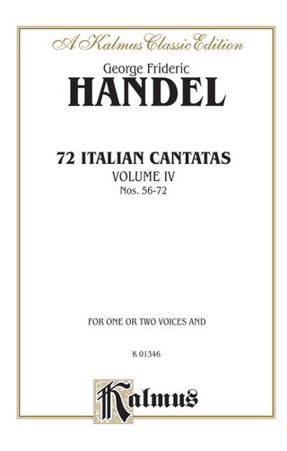 ヘンデル／ソプラノまたはアルトのための72のイタリア語カンタータ 第4巻(第56番 72番)：声楽用ミニチュアスコア《輸入合唱楽譜》