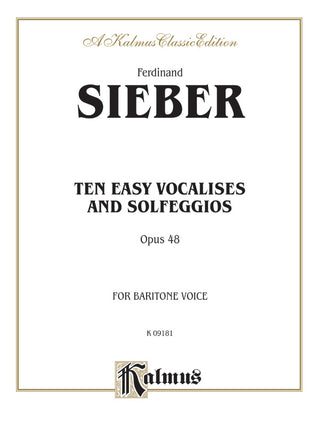 ジーバー／10のやさしいヴォカリーズとソルフェージュ op. 48（バリトン用）《輸入声楽楽譜》