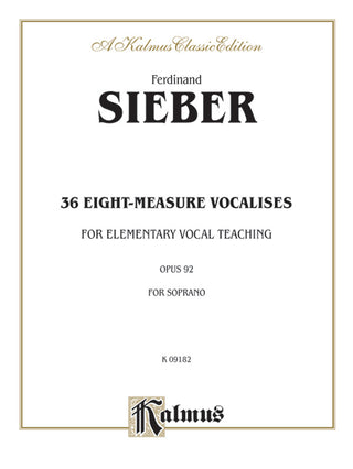 ジーバー／初歩教育のための36の8小節ヴォカリーズ op. 92（ソプラノ用）《輸入声楽楽譜》
