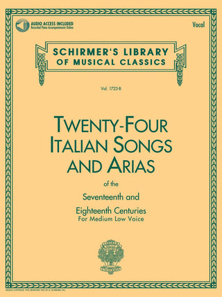 24のイタリア歌曲とアリア（中低声用）《輸入声楽，合唱譜》の画像