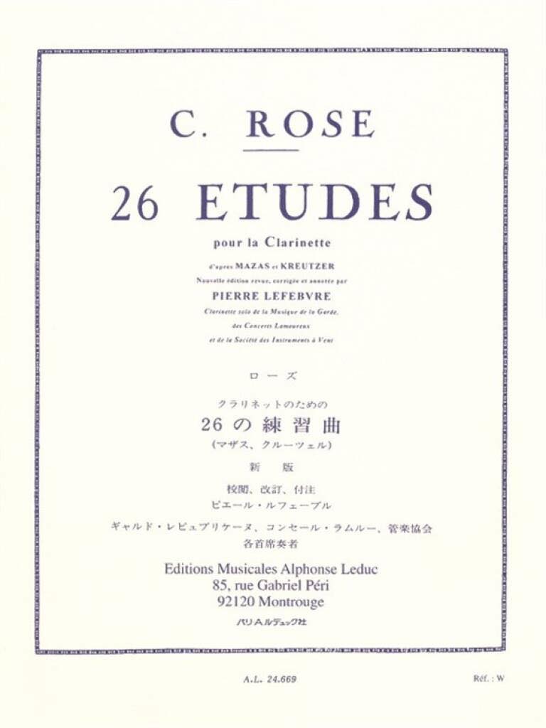 ローズ／クラリネットの為の26の練習曲《輸入クラリネット楽譜》